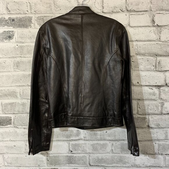 Brody Y2K Leather Moto Bomber Biker Jacket Women's Small Black Motorcycle Retro - Picture 6 of 14
